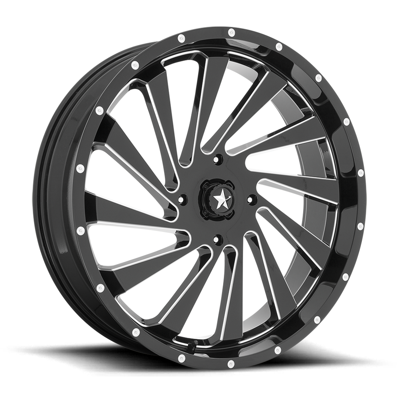 Set 4 MSA Offroad M46 Blade 24x7 4x137 Gloss Black Milled Wheels 24" 0mm Rims