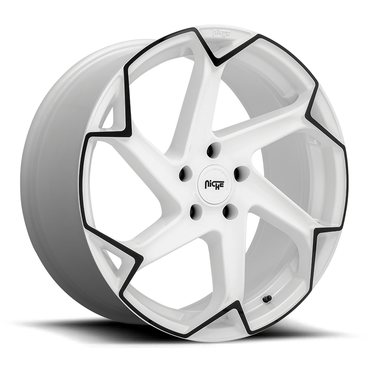 Set 4 Niche M257 Flash 20x10.5 5x120 Gloss White With Black Wheels 20" 35mm