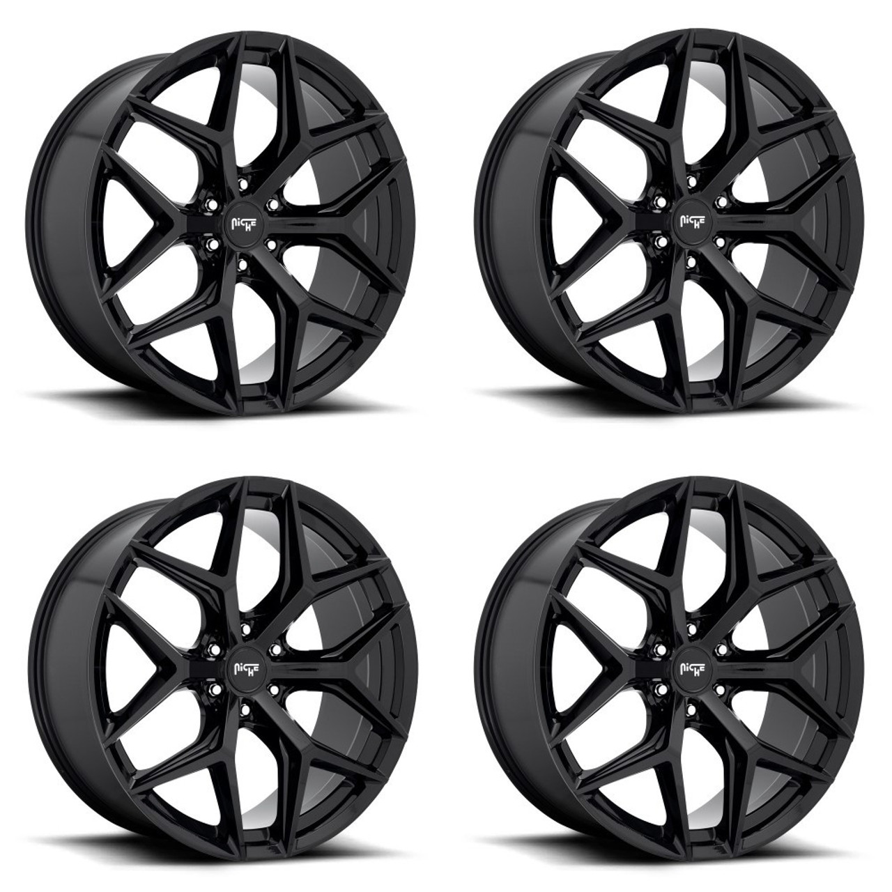 Set 4 Niche M231 Vice Suv 22x9.5 6x5.5 Gloss Black Wheels 22" 30mm Rims