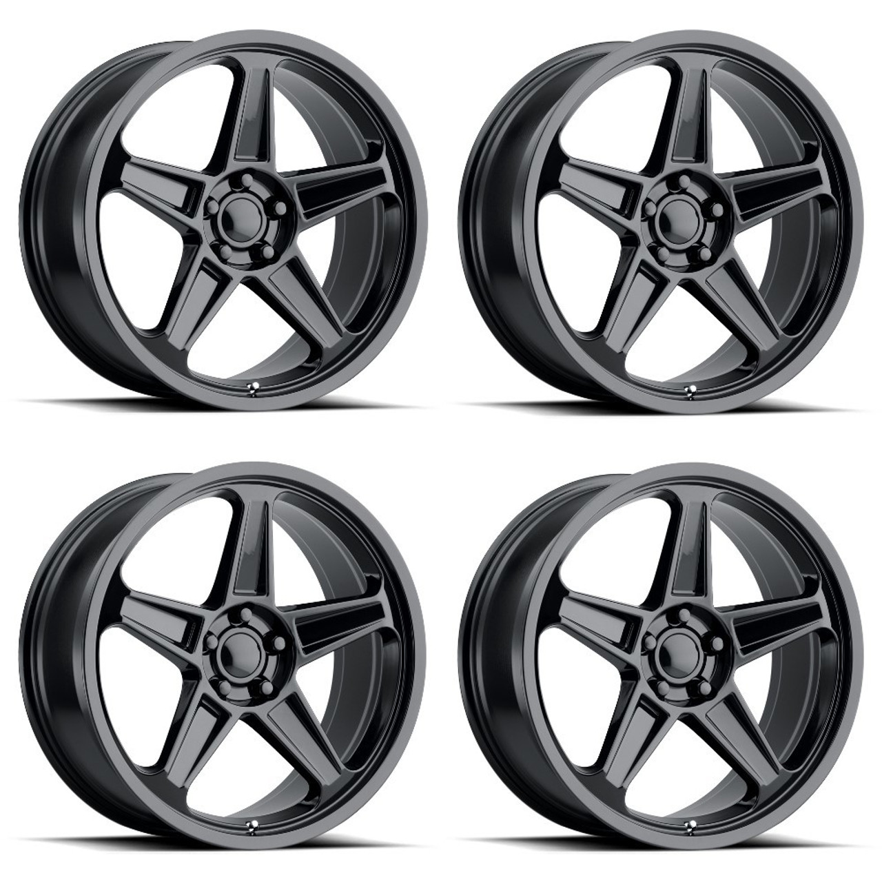 Set 4 Performance Replicas PR186 20x9 5x115 Gloss Black Wheels 20" 20mm Rims