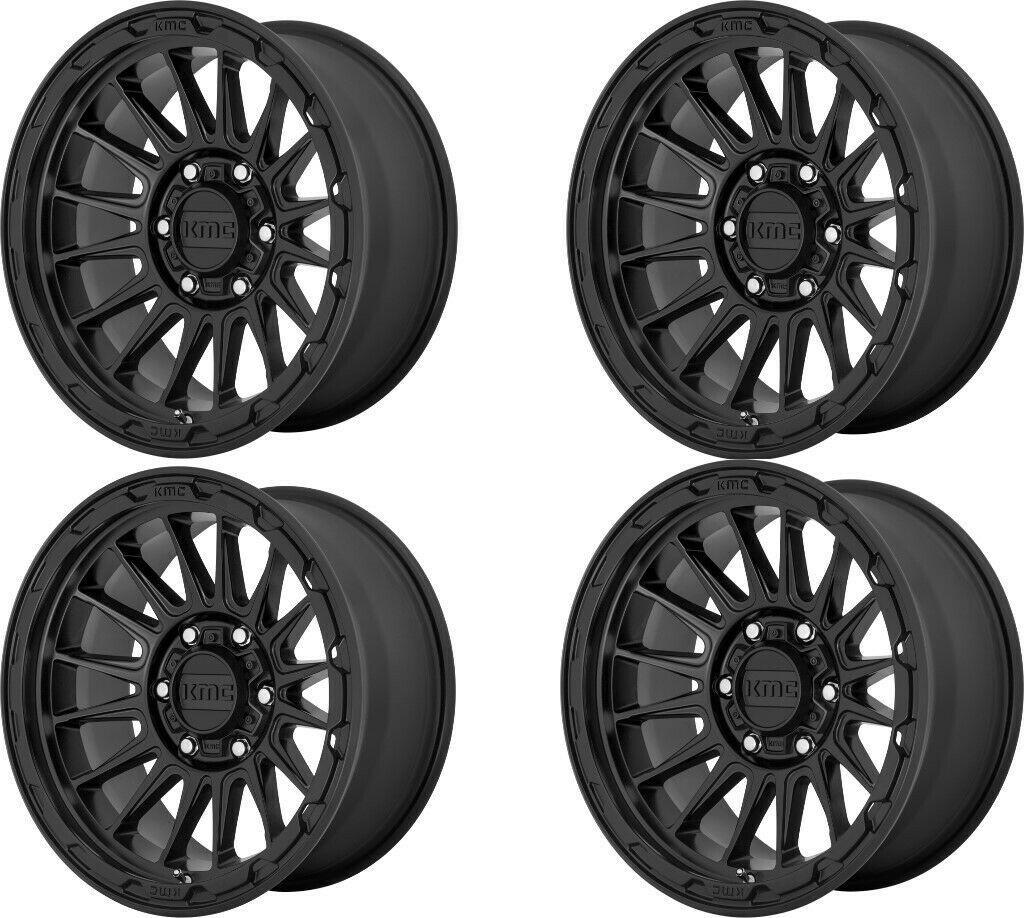 Set 4 17" KMC KM542 Impact 17x8 6x4.5 Satin Black Wheels 35mm Rims