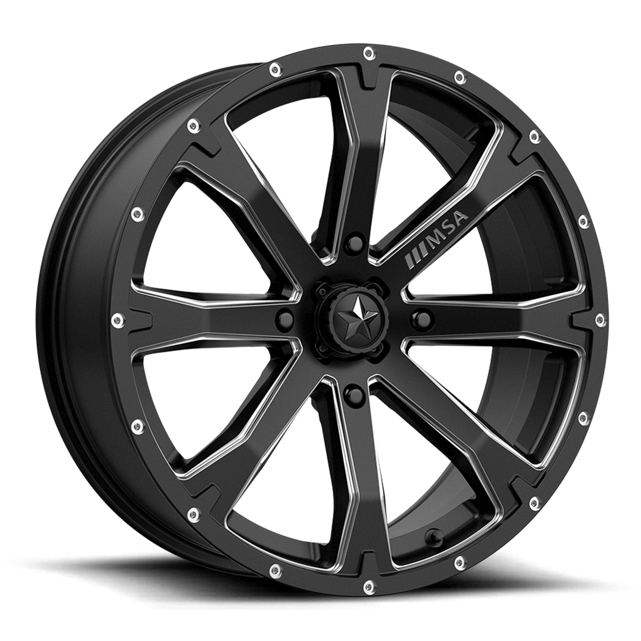 Set 4 MSA Offroad M42 Bounty 15x7 4x110 Black Milled Wheels 15" 10mm Rims