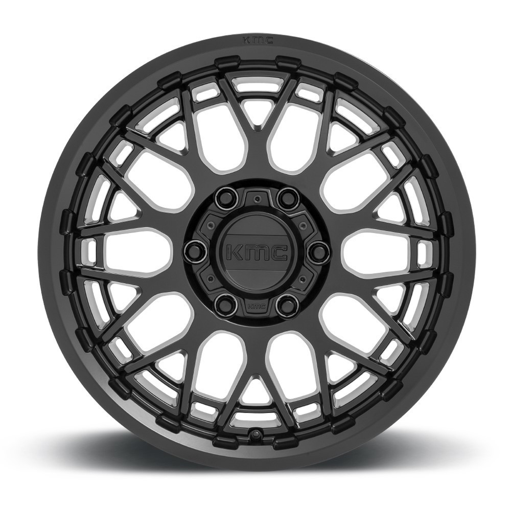 Set 4 20" KMC KM722 Technic 20x9 8x180 Satin Black Wheels 18mm Offroad Rims