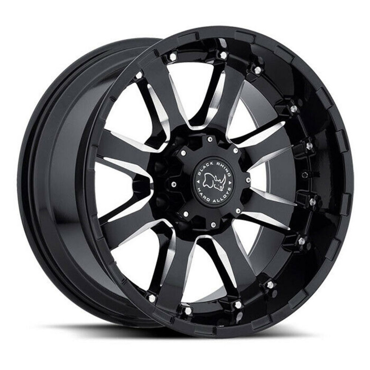 Black Rhino Sierra 20x10 8x6.5 Gloss Black W/ Milled Spokes Wheel 20" -23mm Rim