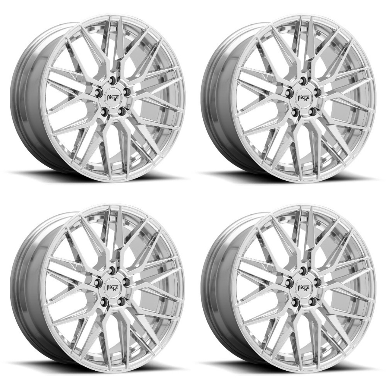 Set 4 Niche M249 Gamma 22x9 5x115 Chrome Wheels 22" 15mm Rims