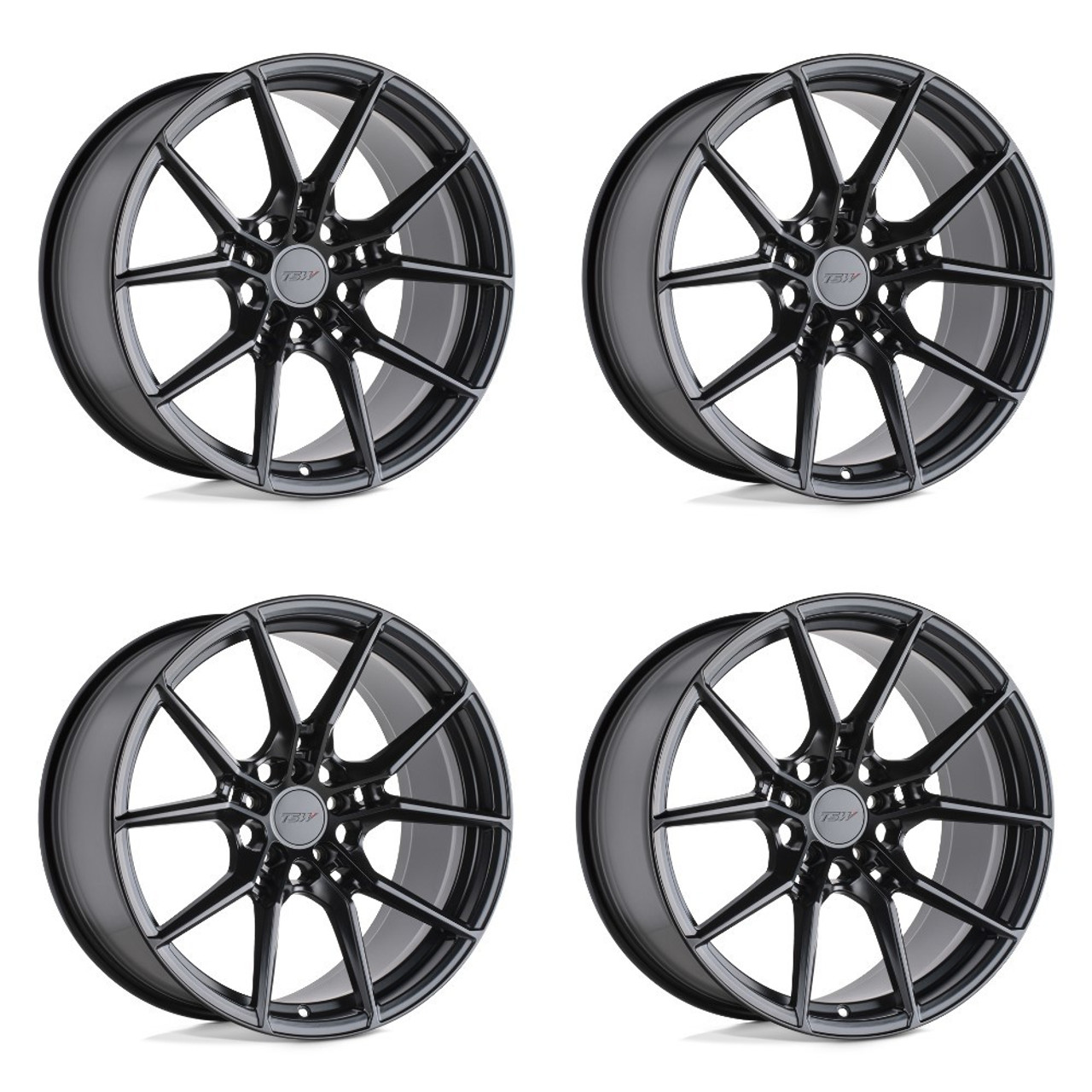 Set 4 TSW Neptune 19x9.5 5x112 Semi Gloss Black Wheels 19" 39mm Rims