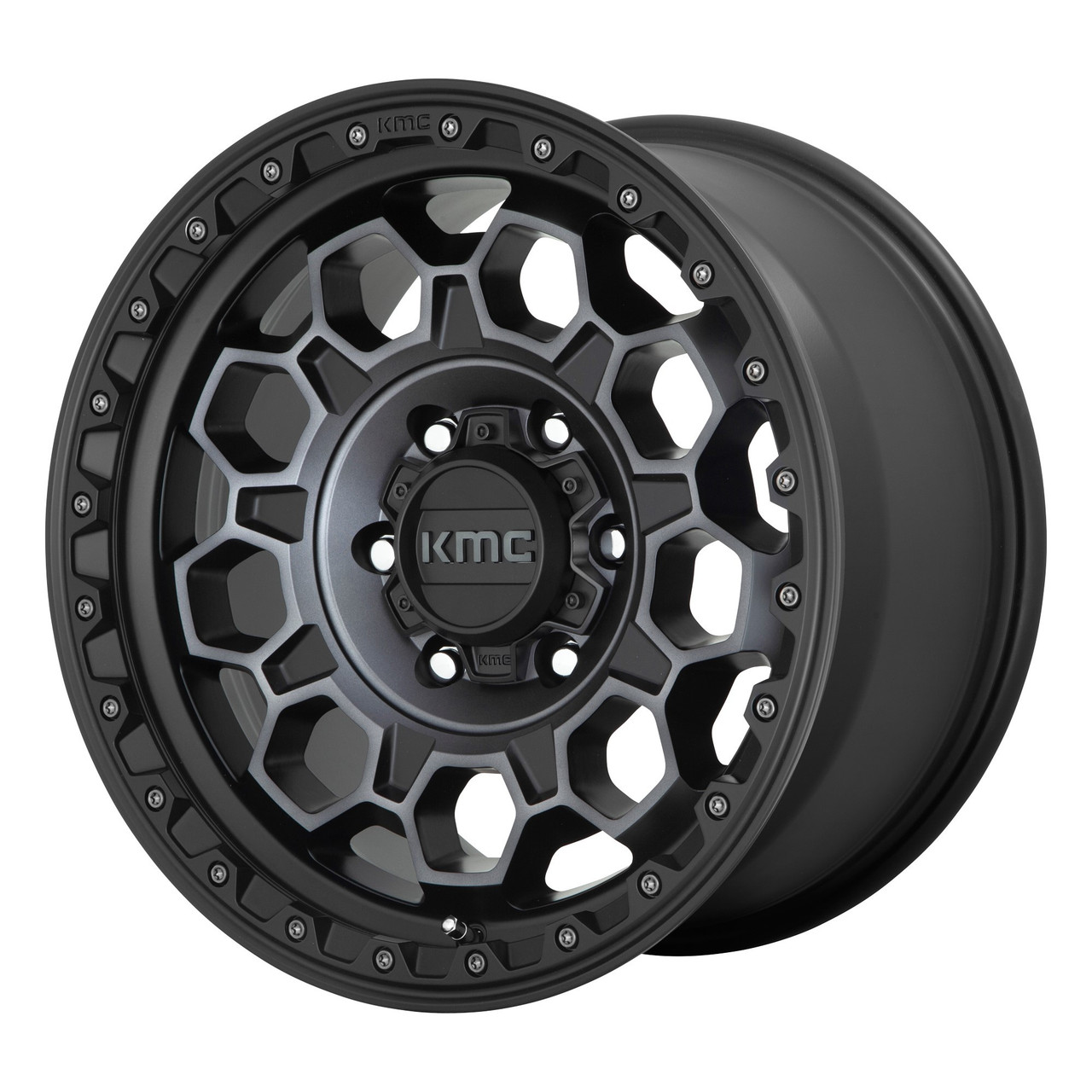 Set 4 KMC KM545 Trek 17x9 6x5.5 Satin Black With Gray Tint Wheels 17" -12mm Rims