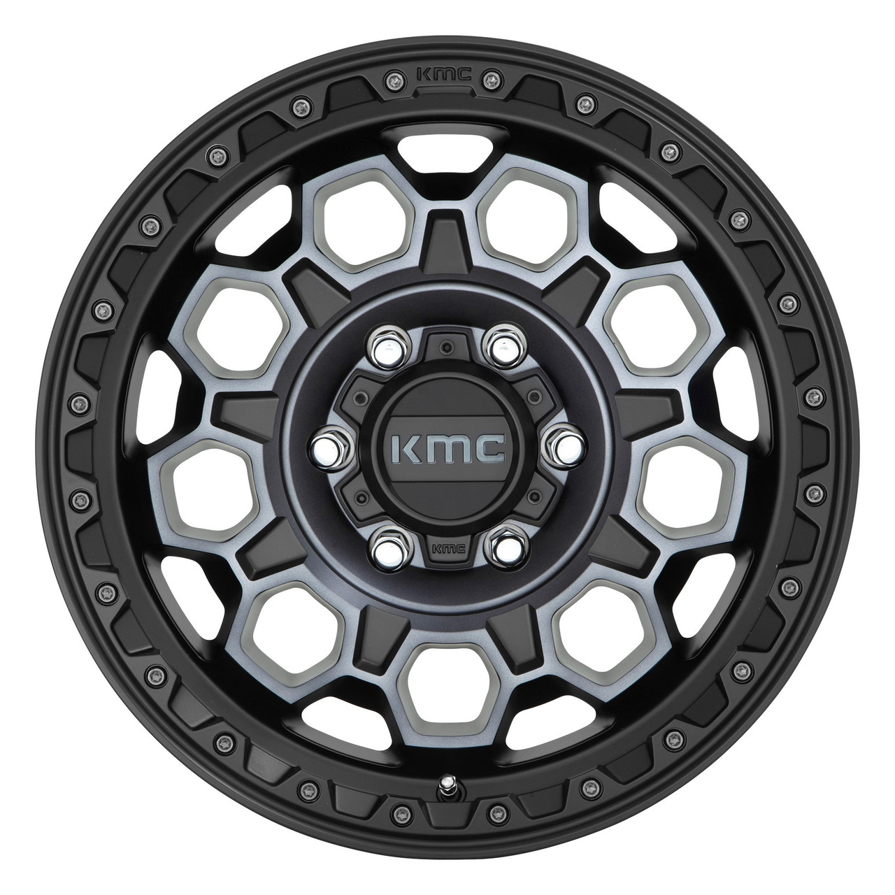 Set 4 KMC KM545 Trek 17x9 6x5.5 Satin Black With Gray Tint Wheels 17" -12mm Rims