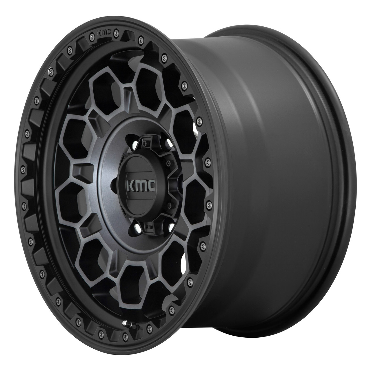 Set 4 KMC KM545 Trek 17x9 6x5.5 Satin Black With Gray Tint Wheels 17" -12mm Rims