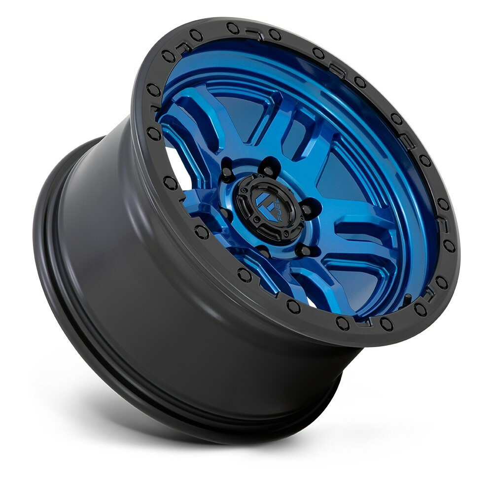Set 4 17" Fuel D790 Ammo 17x9 5x5 -12mm Blue Black Lip Wheels Offroad Truck Rims