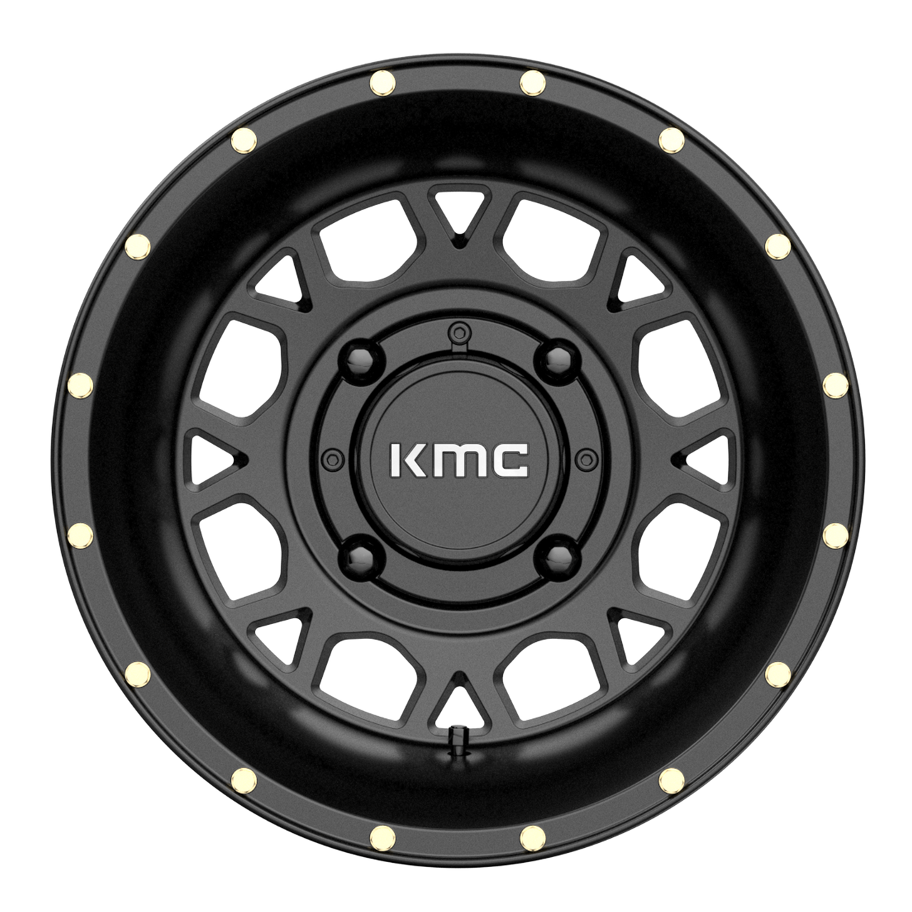 Set 4 KMC Powersports KS135 Grenade 15x6 4x137 Satin Black Wheels 15" 38mm Rims