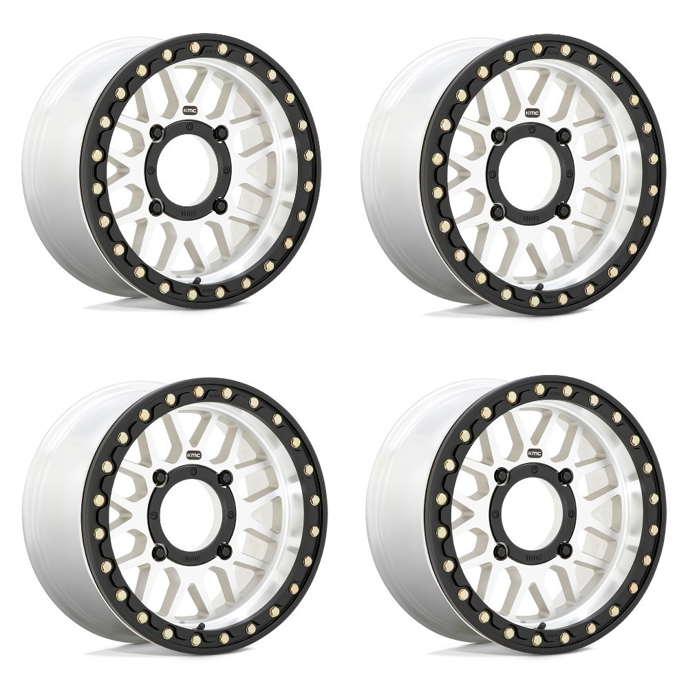 Set 4 14" KMC Powersports KS235 Grenade Beadlock 14x10 4x156 0mm Machined Wheels