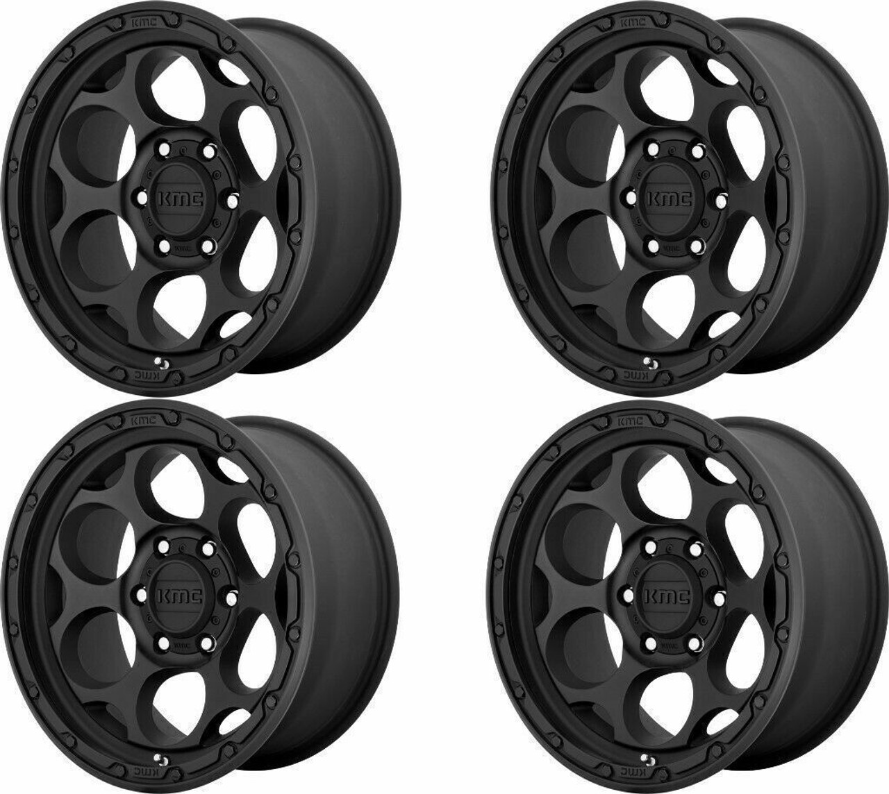 Set 4 KMC KM541 Dirty Harry 17x8.5 8x180 Textured Black Wheels 17" 0mm Rims