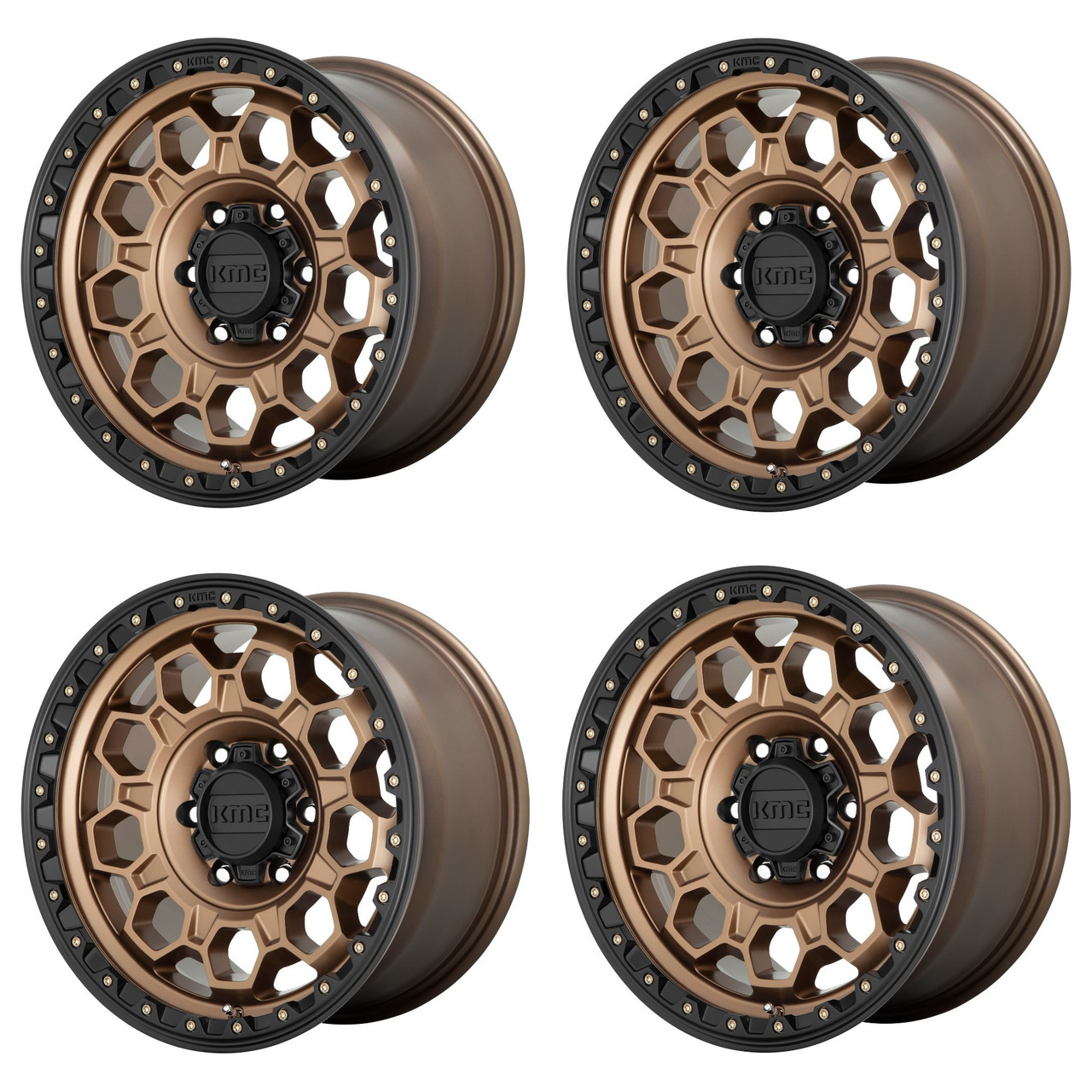Set 4 KMC KM545 Trek 17x9 6x5.5 Matte Bronze With Black Lip Wheels 17" -12mm
