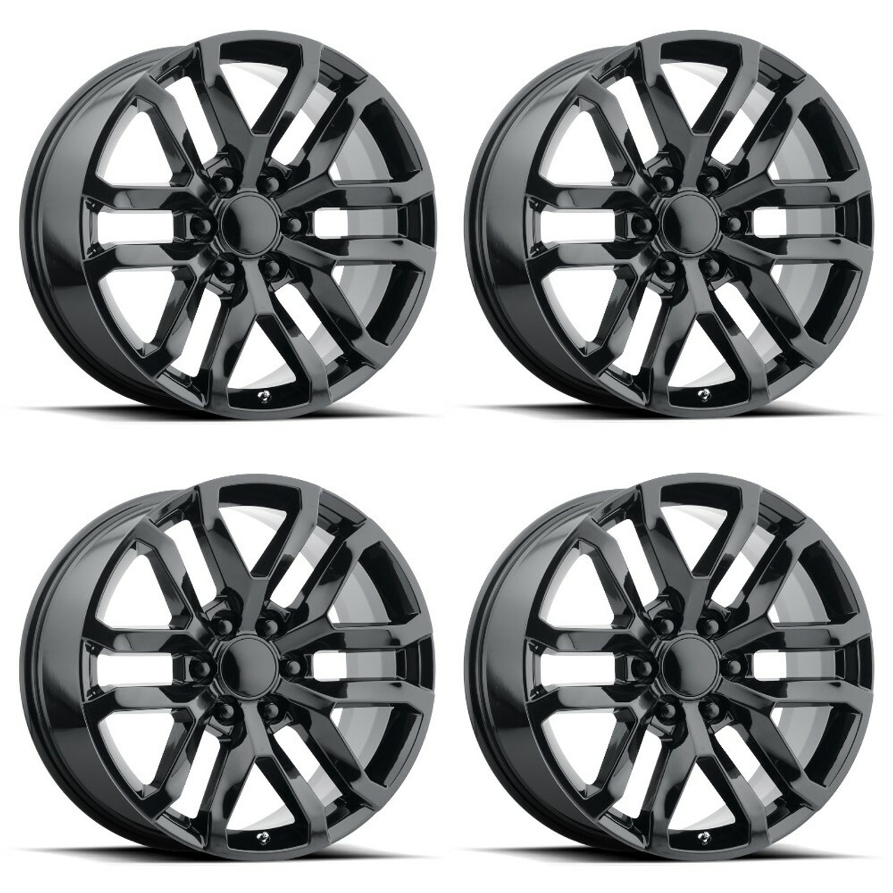 Set 4 Performance Replicas PR196 22x9 6x5.5 Gloss Black Wheels 22" 24mm Rims