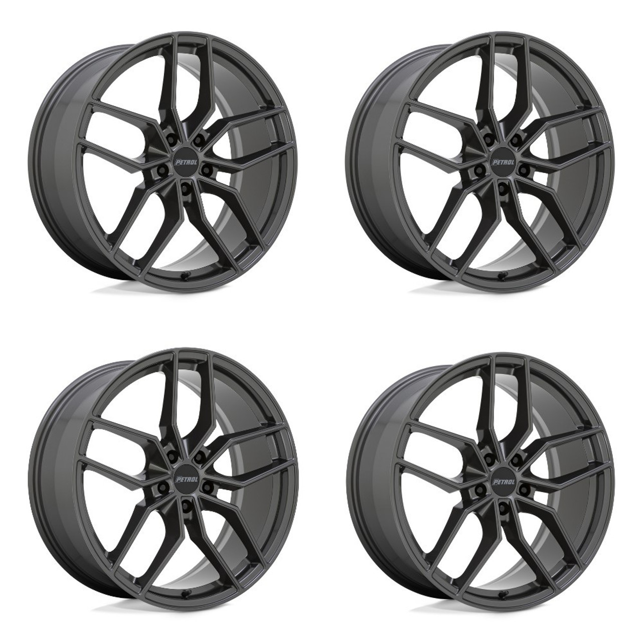 Set 4 Petrol P5C 19x8 5x120 Gloss Gunmetal Wheels 19" 35mm Rims