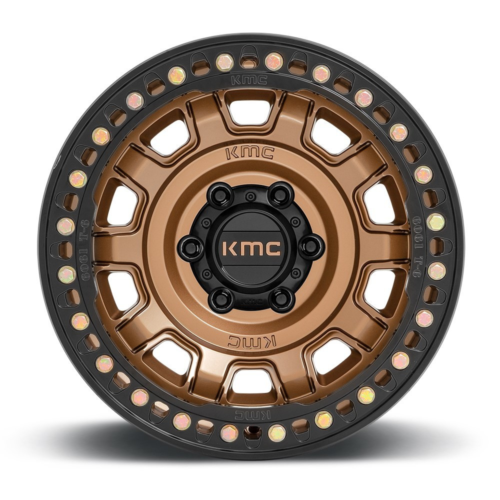Set 4 KMC KM236 Tank Beadlock 17x9 6x5.5 Matte Bronze Wheels 17" -38mm Rims