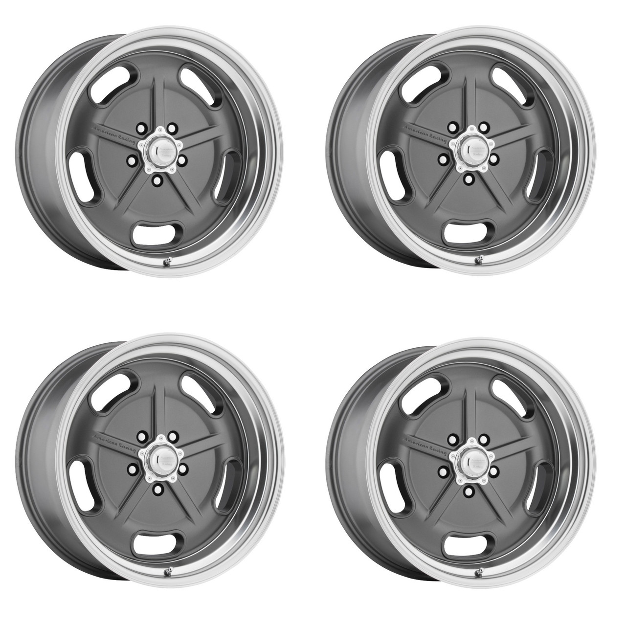 Set 4 American Racing Vintage VN511 Salt Flat 22x8.5 5x5 Mag Gray Wheels 22" 0mm