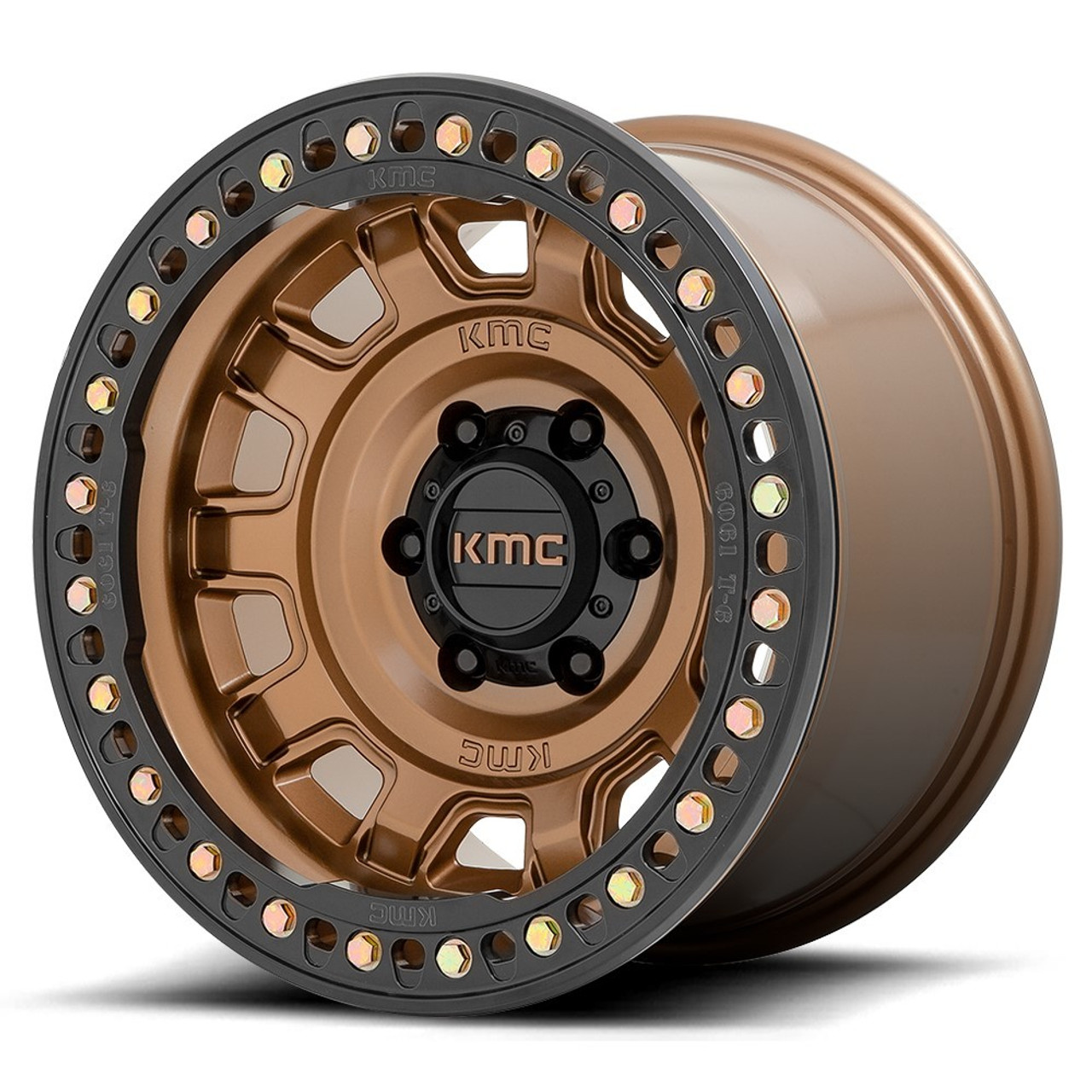 Set 4 17" KMC KM236 Tank Beadlock 17x9 5x5 Matte Bronze Wheels -15mm Rims