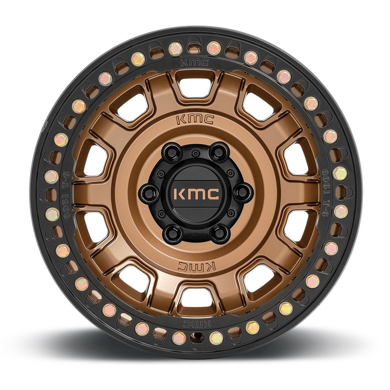 Set 4 17" KMC KM236 Tank Beadlock 17x9 5x5 Matte Bronze Wheels -15mm Rims