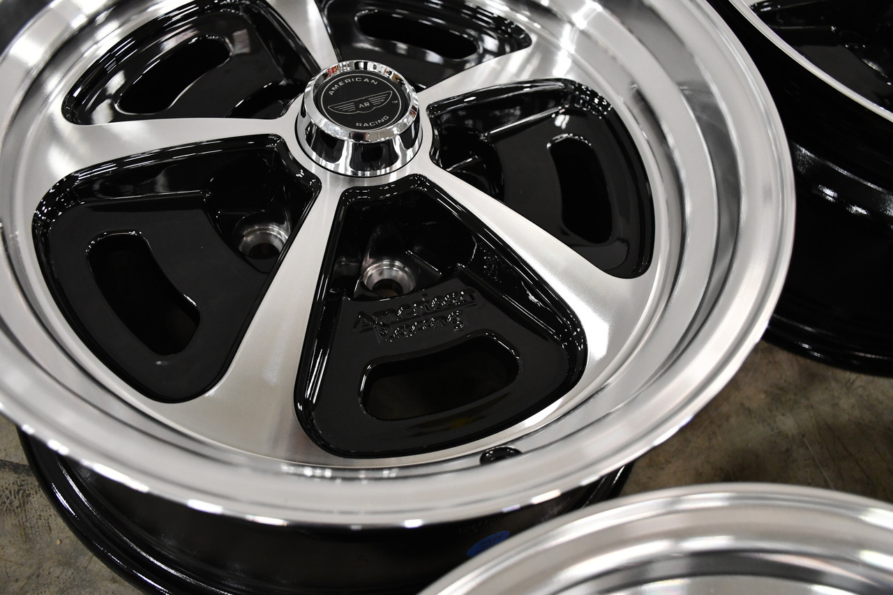 Set 4 American Racing Vintage VN501 500 Mono Cast 15x8 5x4.5 0mm Black Machine