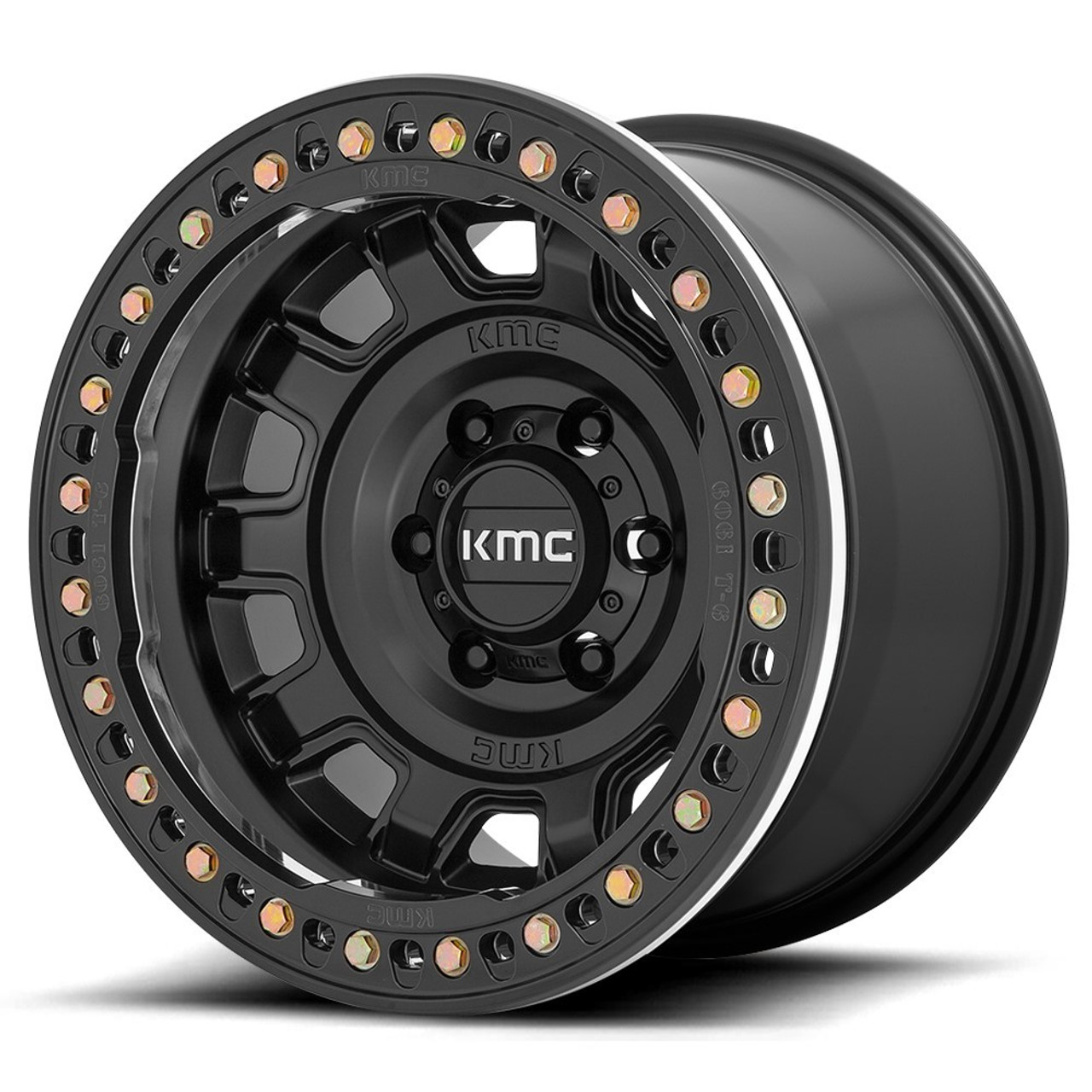 Set 4 KMC KM236 Tank Beadlock 17x9 8x170 Satin Black Wheels 17" -38mm Rims