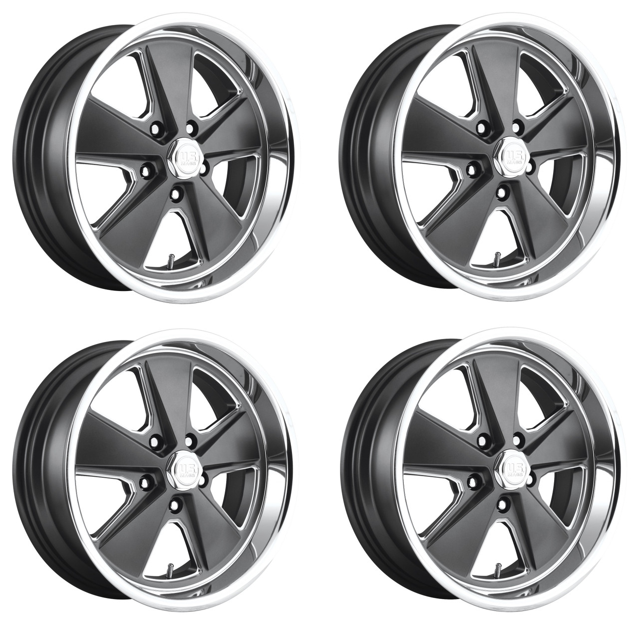 Set 4 US Mag  U120 Roadster 20x10.5 5x5 Matte Gunmetal Machined Wheels 20" 1mm
