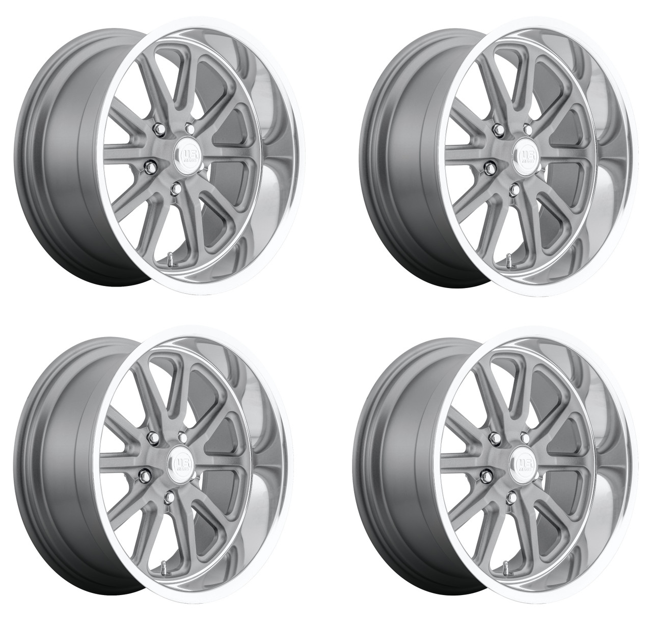 Set 4 US Mag U111 Rambler 20x10.5 5x5 Matte Gunmetal Machined Wheels 20" 20mm
