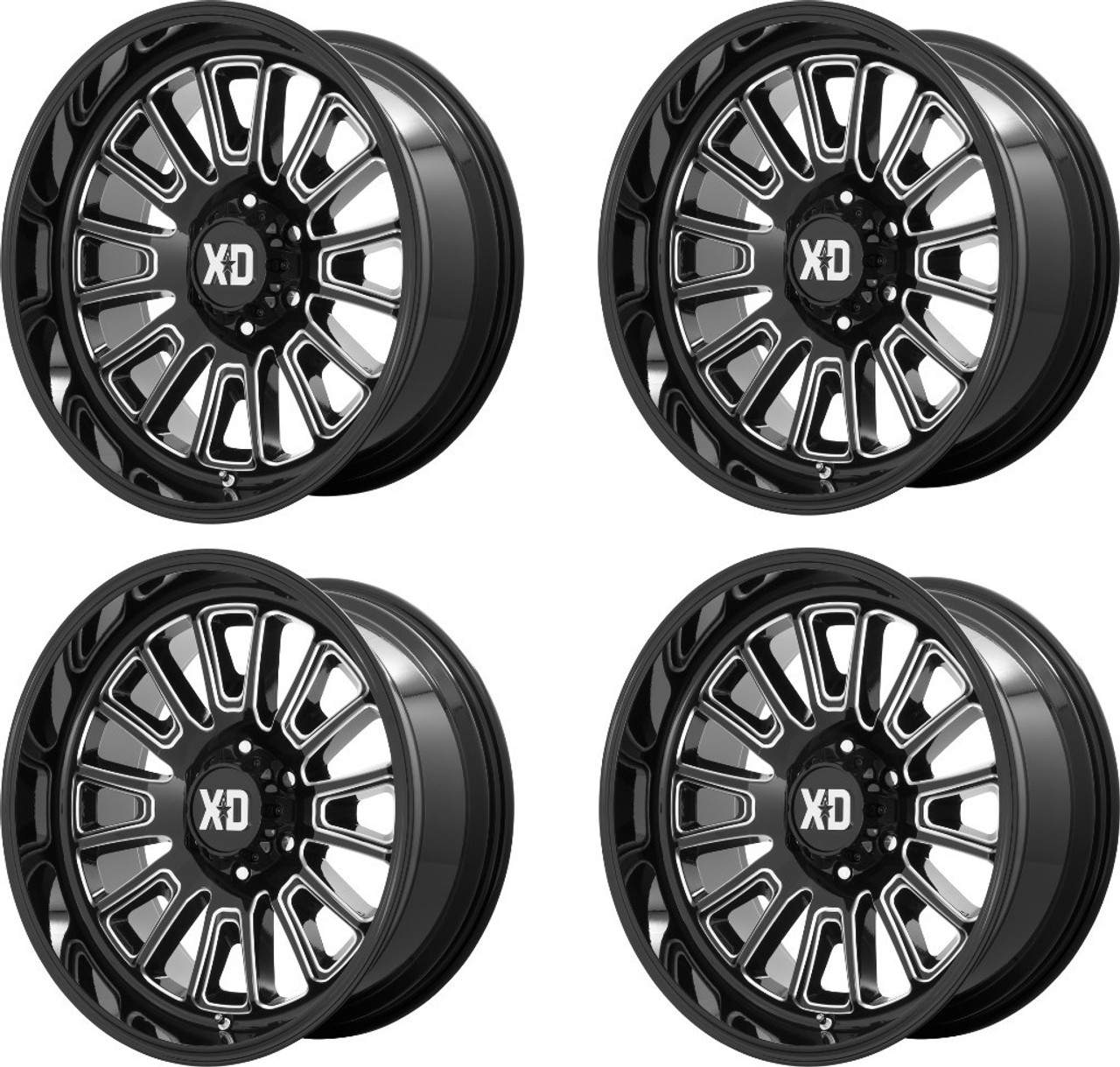 Set 4 XD XD864 Rover 20x10 5x5.5 Gloss Black Milled Wheels 20" -18mm Rims