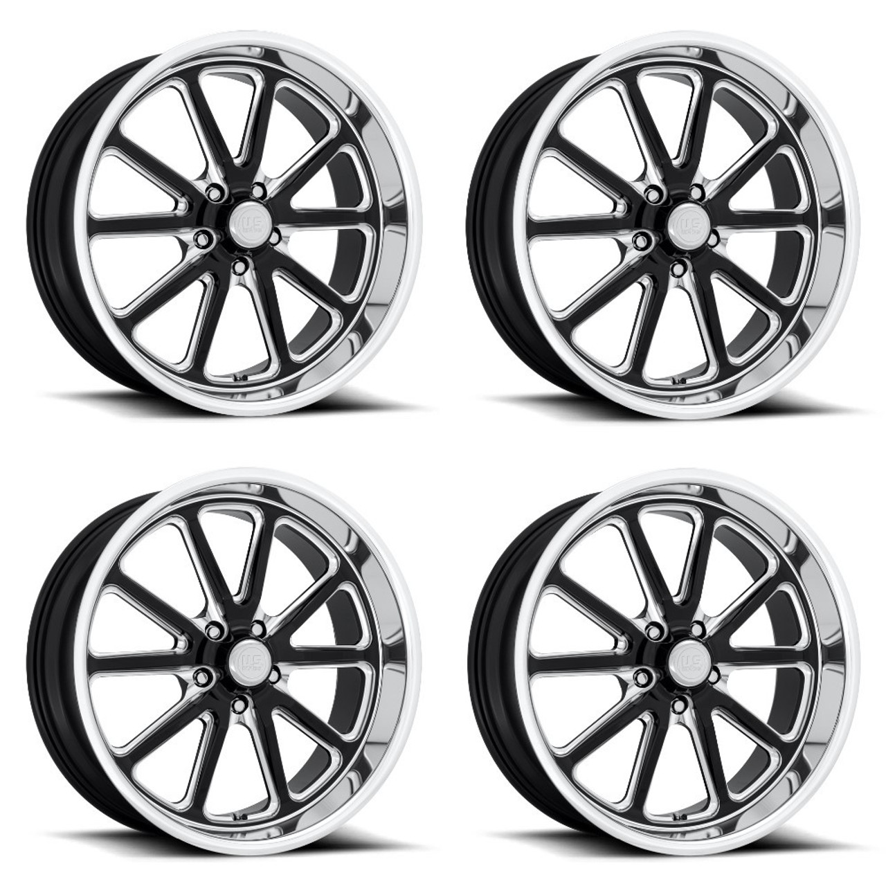 Set 4 US Mag U117 Rambler 20x10.5 5x5 Gloss Black Milled Wheels 20" 20mm