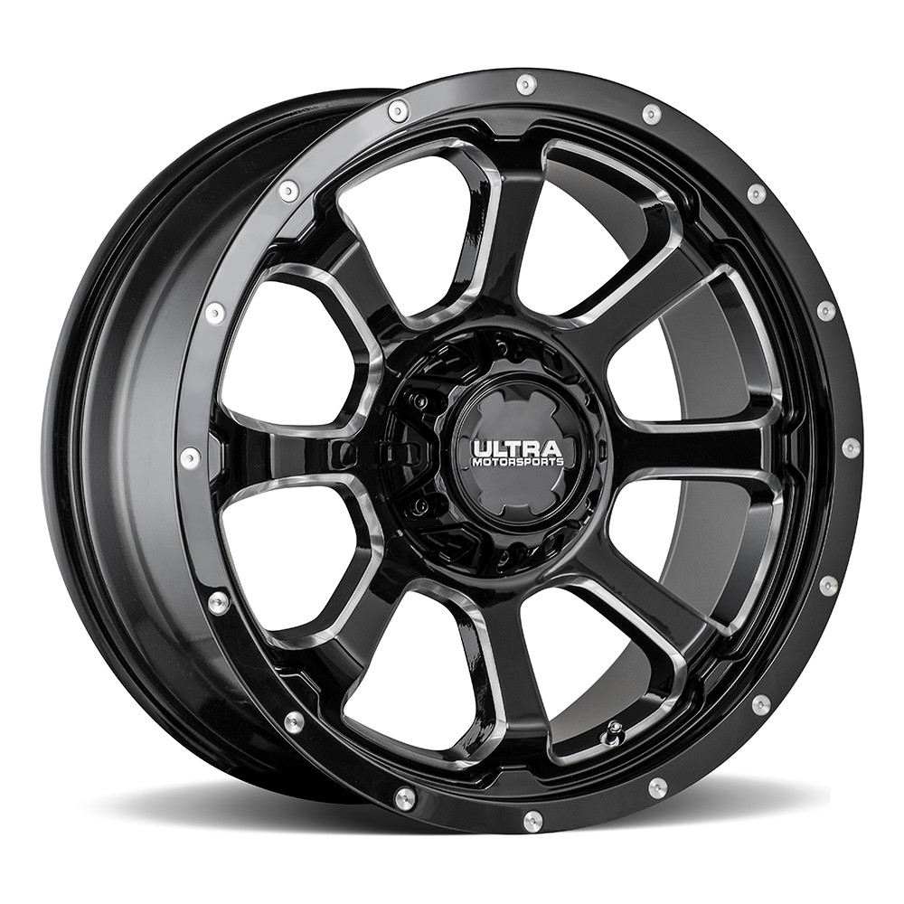 17" Ultra 219BM Nemesis 17x9 5x5/5.5 Gloss Black CNC Milled Accents Wheel 1mm