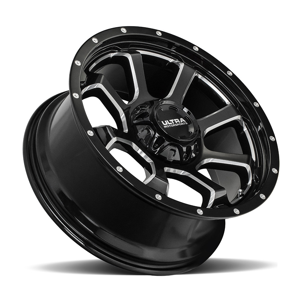 17" Ultra 219BM Nemesis 17x9 5x5/5.5 Gloss Black CNC Milled Accents Wheel 1mm