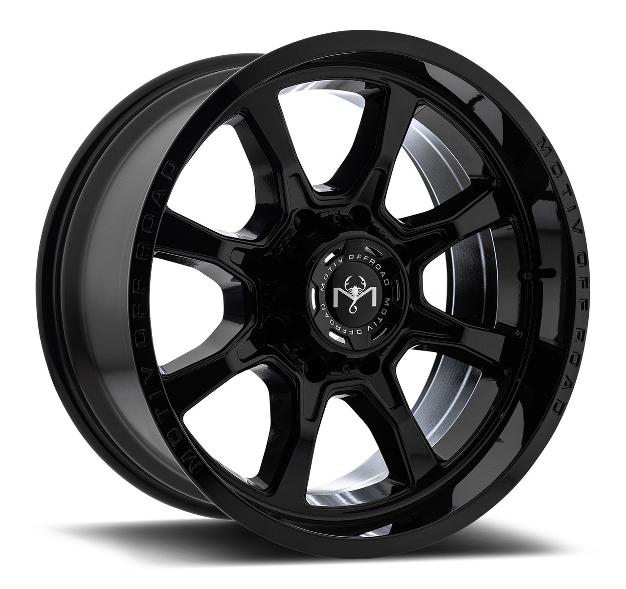 18" Motiv Off Road 427B Glock 18x9 8x170 Gloss Black with Lip Logo Wheel 18mm
