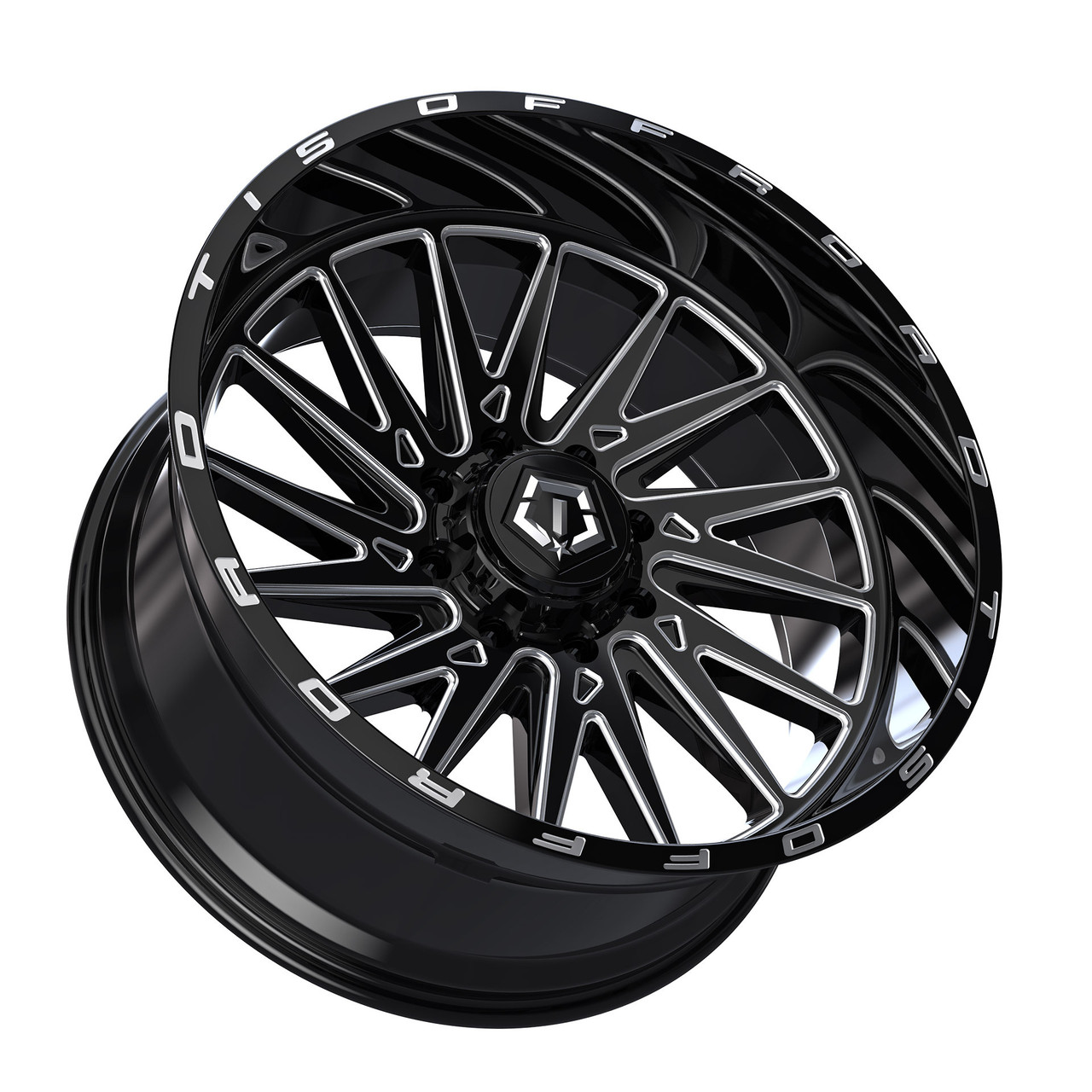 24" TIS 547BM Gloss Black Milled 24x14 Wheel 8x6.5 -76mm For Chevy GMC Ram Ford