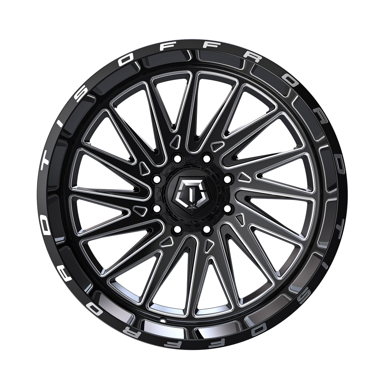 24" TIS 547BM Gloss Black Milled 24x14 Wheel 8x6.5 -76mm For Chevy GMC Ram Ford