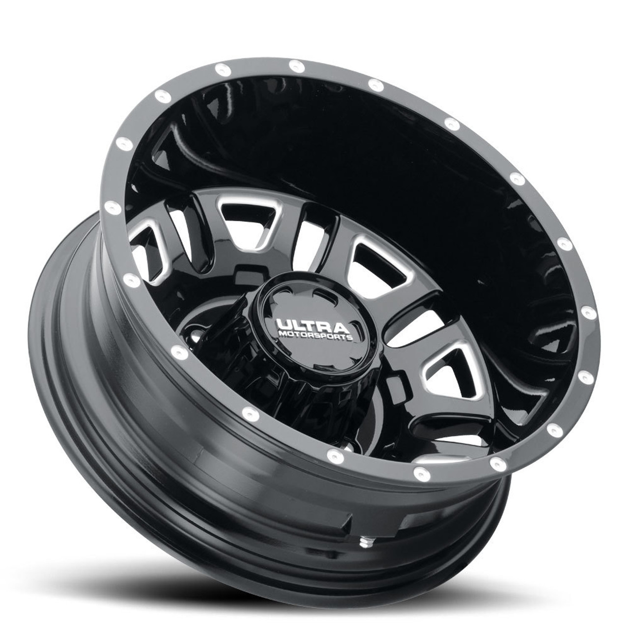 16" Ultra 003RBM Hunter Dually 16x6 6x180 Gloss Black Milled Accents -130mm Rim 16" Ultra 003RBM Hunter Dually 16x6 6x180 Gloss Black Milled Accents -130mm Rim