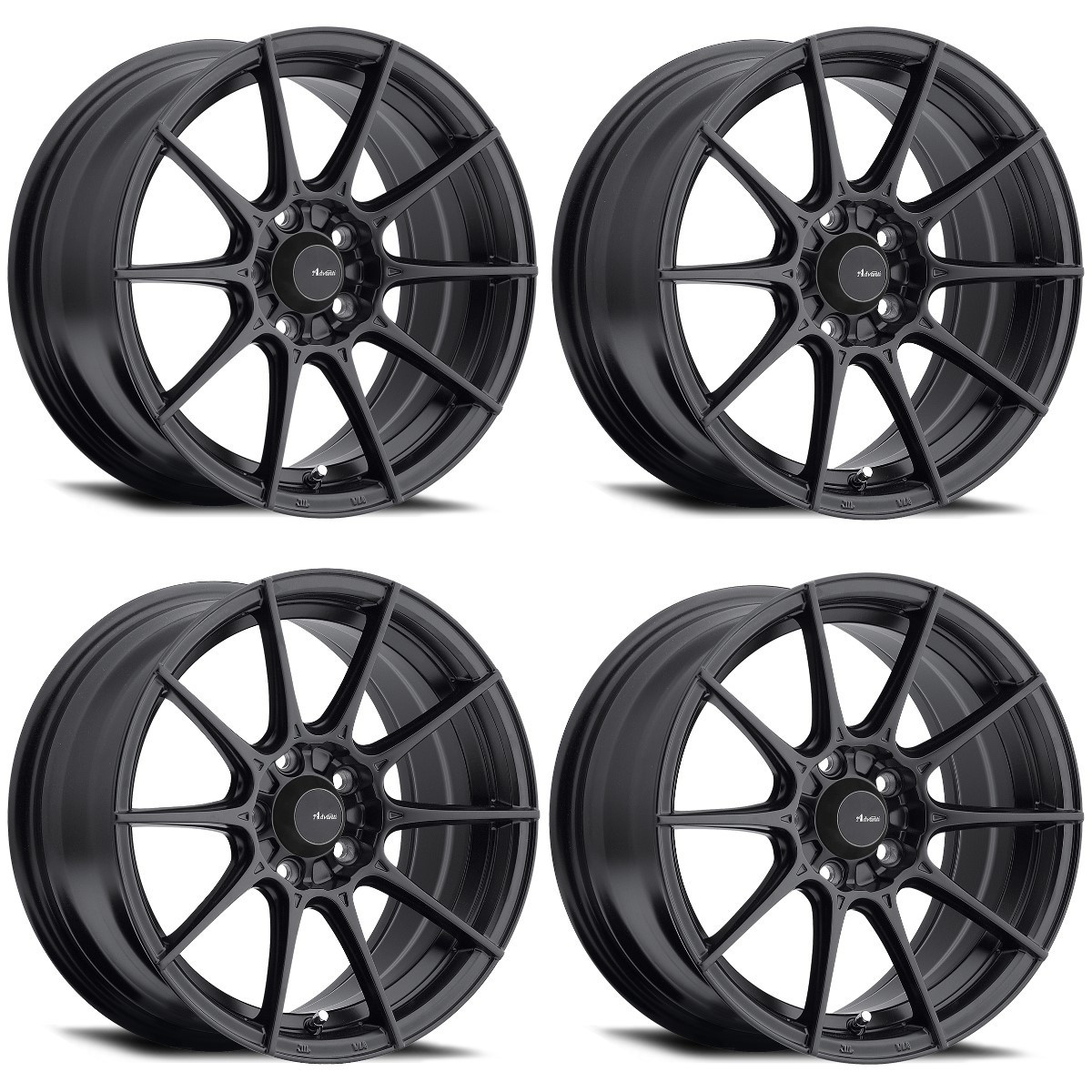 Set 4 15" Advanti Racing 79B Storm S1  15x7 Matte Black Wheels 4x100 Rims +35mm