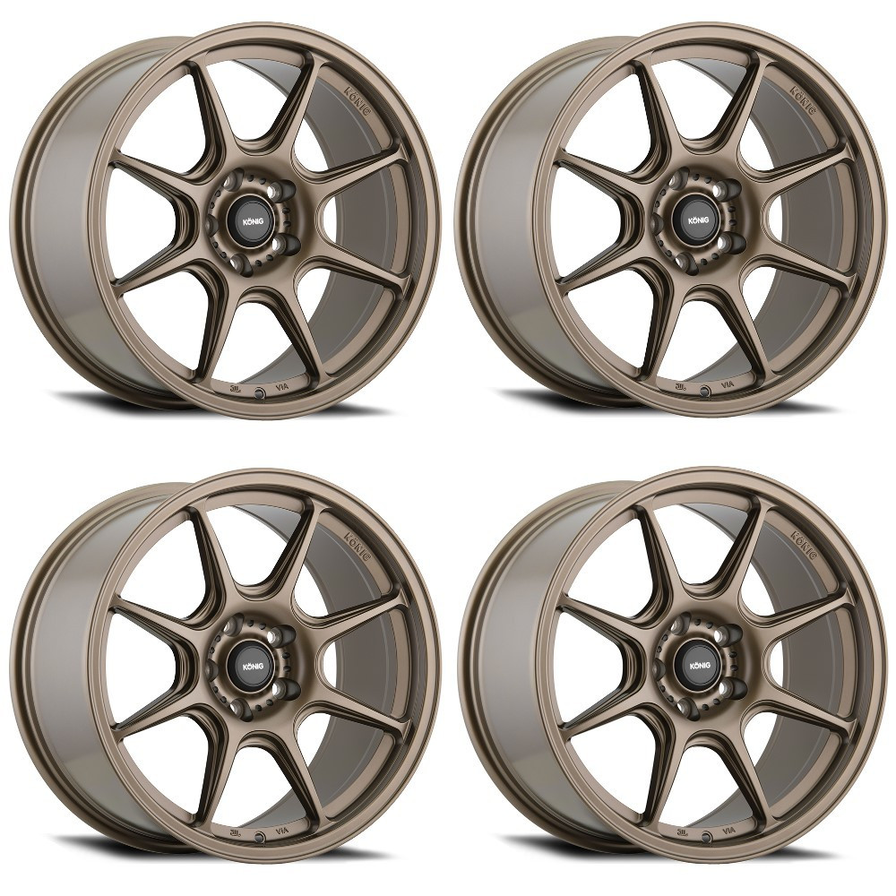 Set 4 16" Konig 102BZ Lockout Matte Bronze 16x7.5 Wheels 4x100 35mm Street Rims