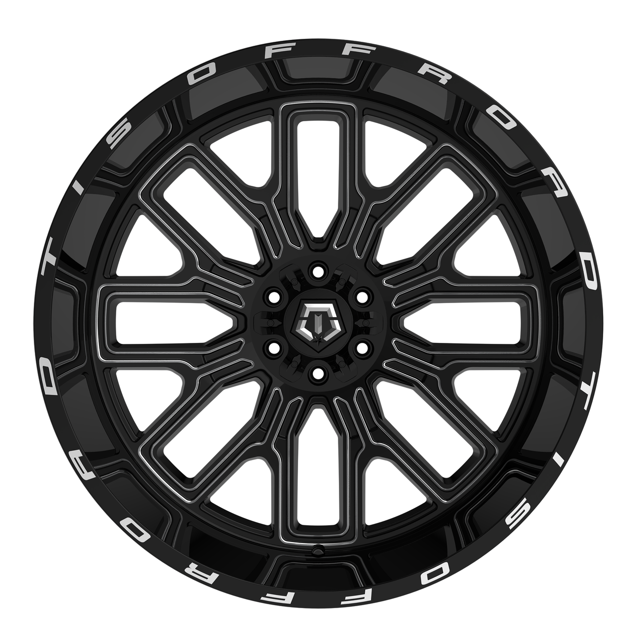 20" TIS 560BM Gloss Black Milled 20x10 Wheel 8x180 -19mm Lifted For Chevy GMC