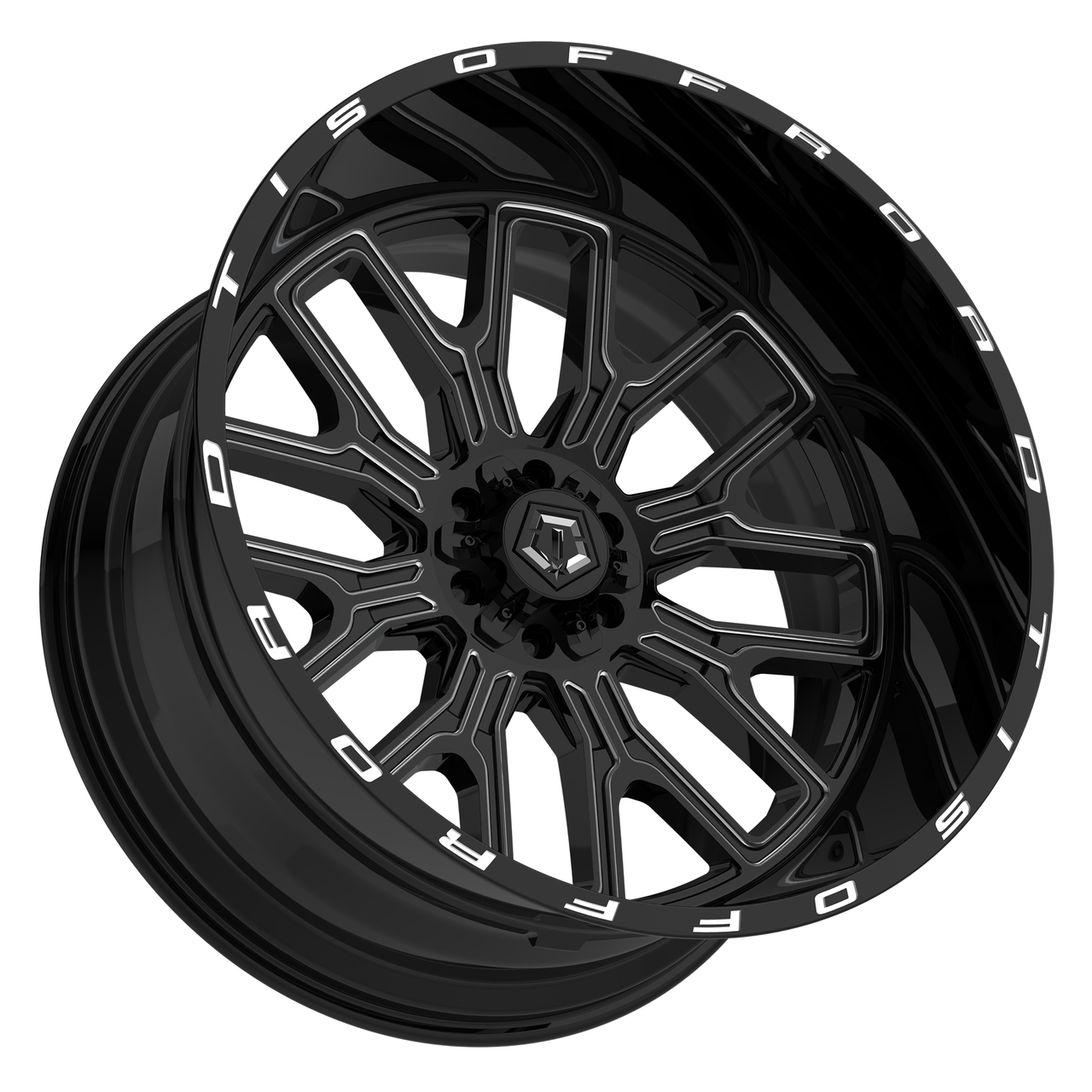 20" TIS 560BM Gloss Black Milled 20x10 Wheel 8x180 -19mm Lifted For Chevy GMC