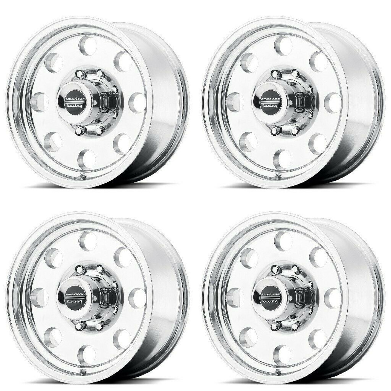 Set 4 American Racing AR172 Baja 15x10 5x5 Polished Wheels 15" -43mm Classic Rim