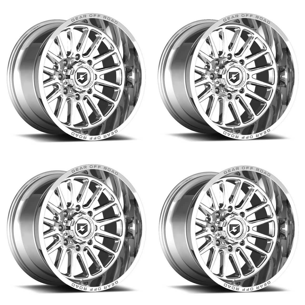 Set 4 20" Gear Off Road 764C Leverage Chrome 20x10 Wheels 8x6.5 -19mm Lifted Rim