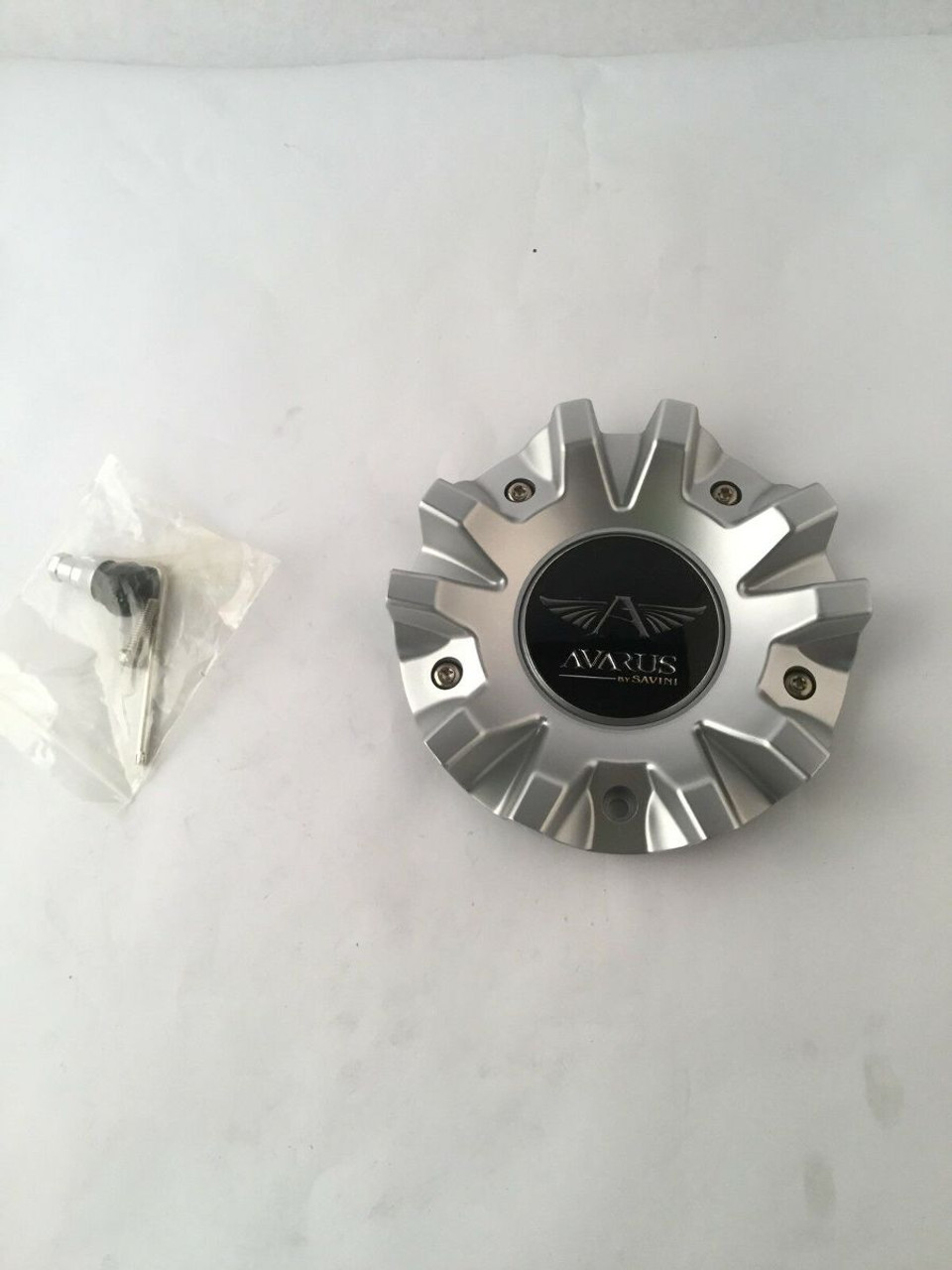 Avarus AV3 Wheel Center Cap Painted Silver w/ Black MS-CAP-Z216  6" Dia. AVA11