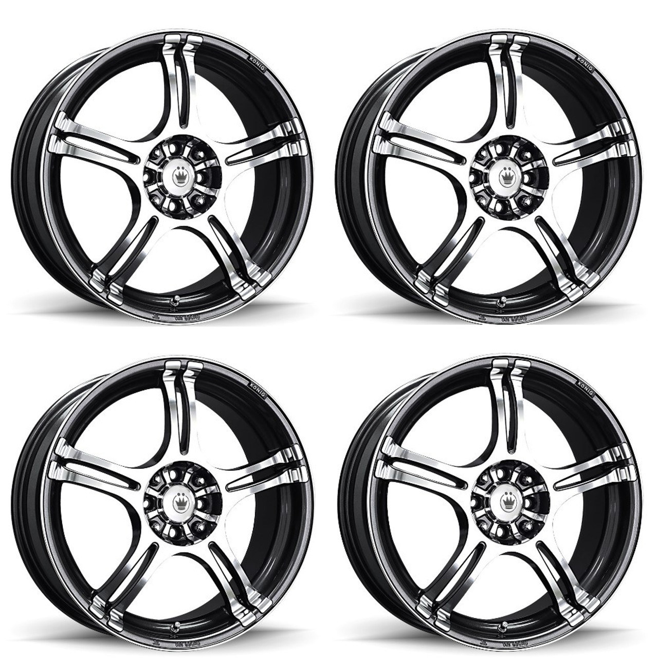 Set 4 17" Konig 48A Incident  17x7 Wheels 5x100 5x4.5 40mm Rims 48A-1N77T04406