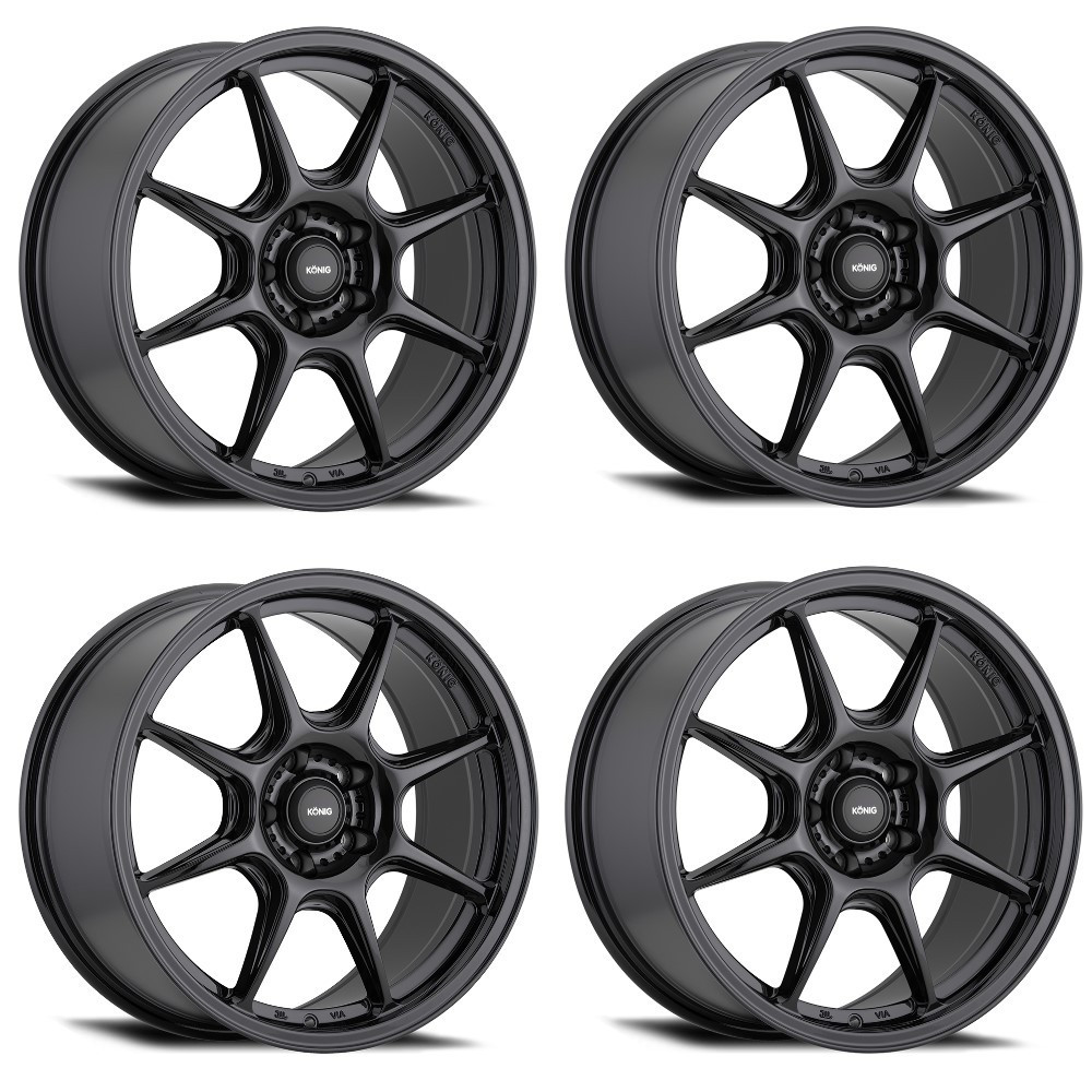 Set 4 18" Konig 102B Lockout Gloss Black 18x8.5 Wheels 5x120 35mm Street Rims