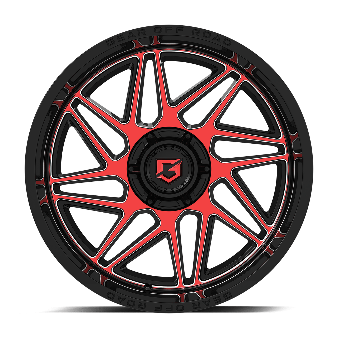 Set 4 20" Gear Off Road 761MBR 20x10 6x135/5.5 Black Machined & Red Tint -19mm