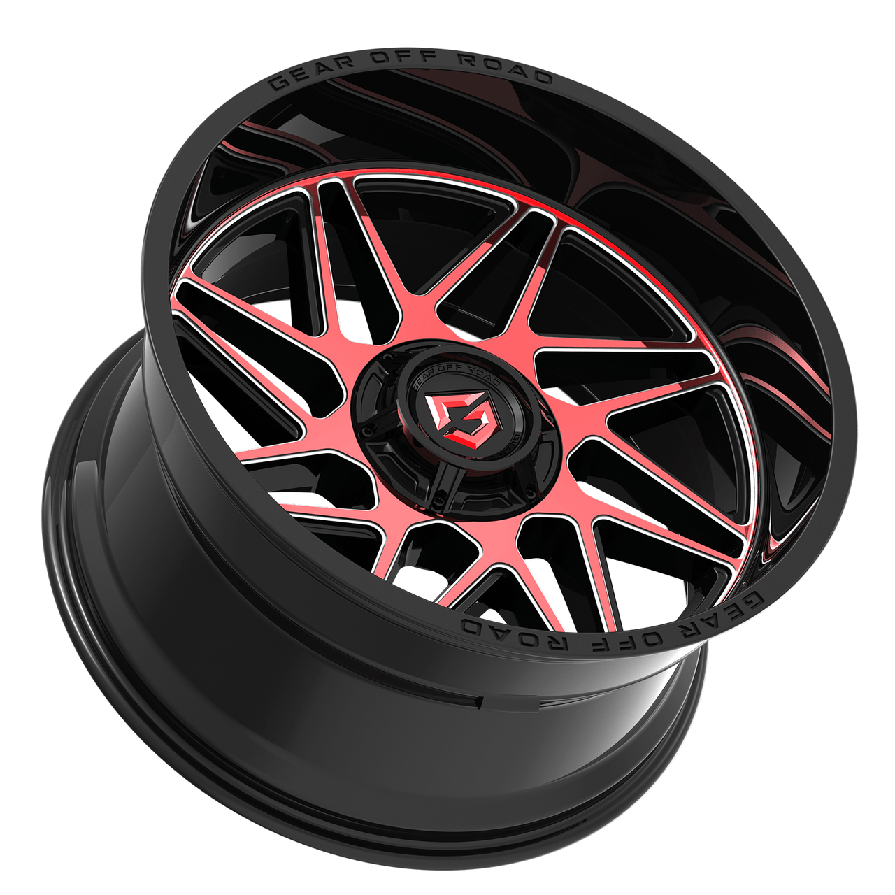 Set 4 20" Gear Off Road 761MBR 20x10 6x135/5.5 Black Machined & Red Tint -19mm
