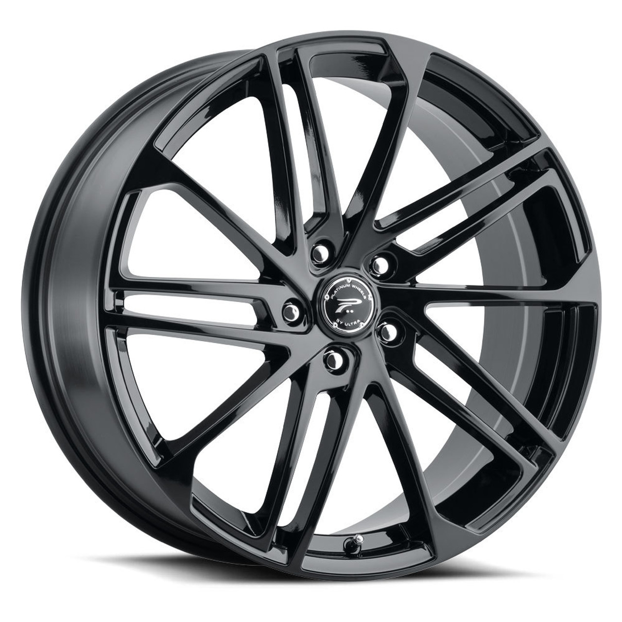 20" Platinum 463BK Valor 20x8.5 5x115 Gloss Black Diamond Cut Accents Wheel 35mm