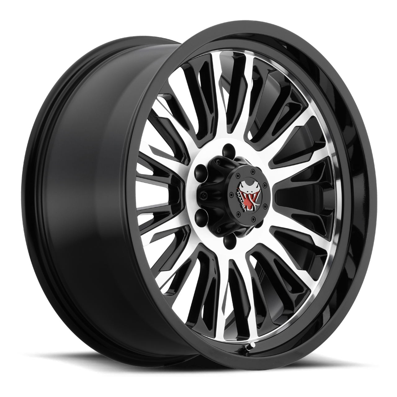 Set 4 18" Mamba 593MB M21 18X9 8x6.5 Gloss Black Machined Face Wheels 0mm Rims