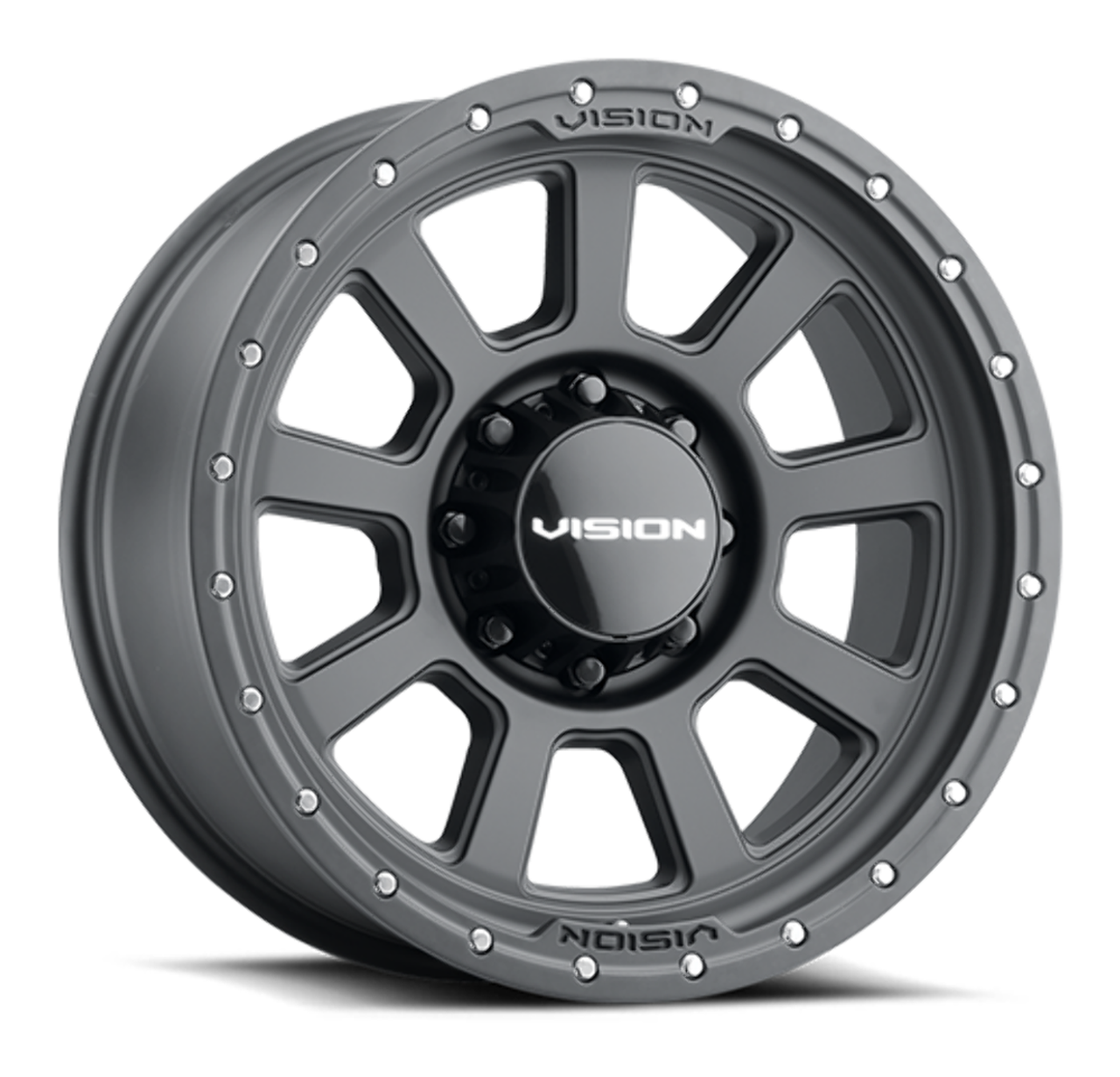 Set 4 17" Vision Off-Road 350 Ojos Satin Black Wheels 17x9 8x170 Rims -12mm